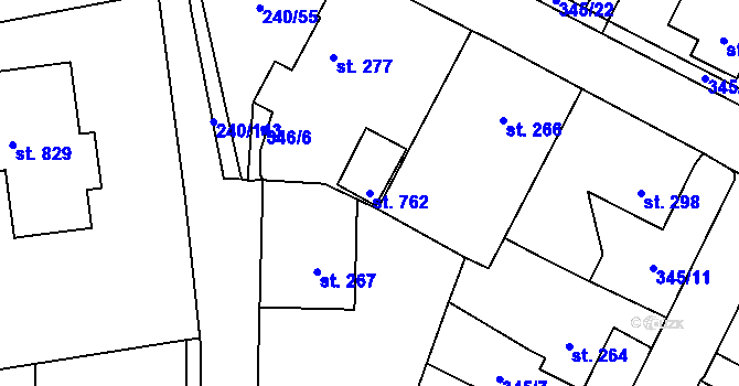 Parcela st. 762 v KÚ Potštejn, Katastrální mapa