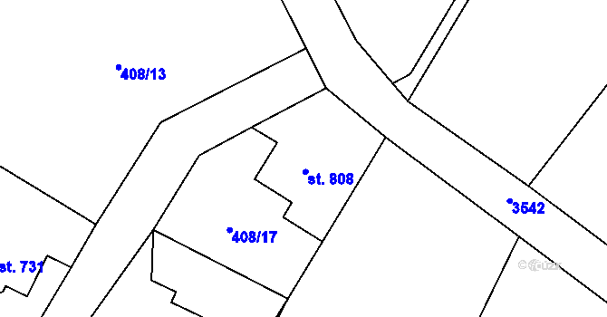 Parcela st. 808 v KÚ Potštejn, Katastrální mapa