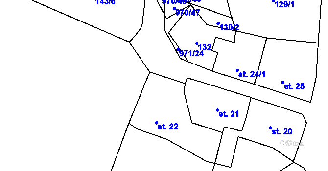 Parcela st. 971/18 v KÚ Potštejn, Katastrální mapa
