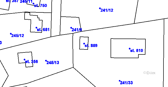 Parcela st. 889 v KÚ Potštejn, Katastrální mapa