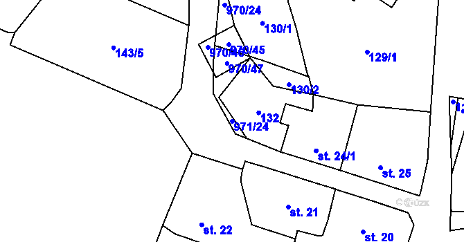 Parcela st. 971/24 v KÚ Potštejn, Katastrální mapa