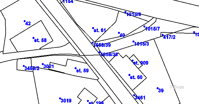 Parcela st. 1058/38 v KÚ Potštejn, Katastrální mapa