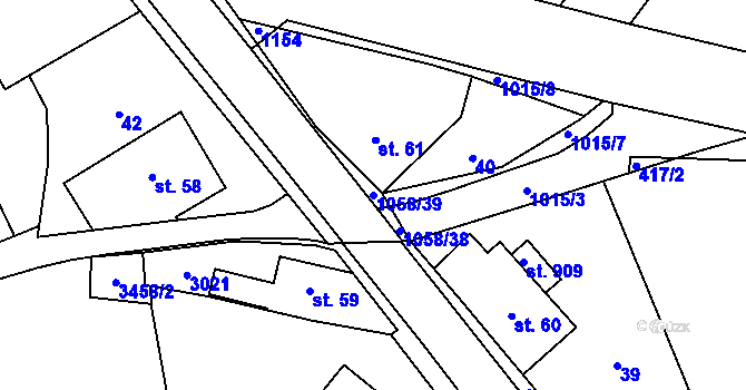 Parcela st. 1058/39 v KÚ Potštejn, Katastrální mapa