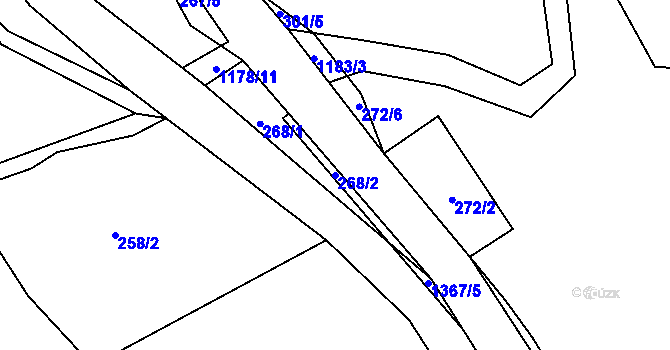 Parcela st. 268/2 v KÚ Potůčky, Katastrální mapa