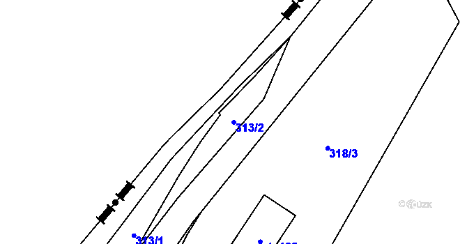 Parcela st. 313/2 v KÚ Potůčky, Katastrální mapa