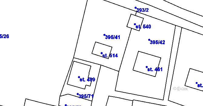 Parcela st. 514 v KÚ Potůčky, Katastrální mapa