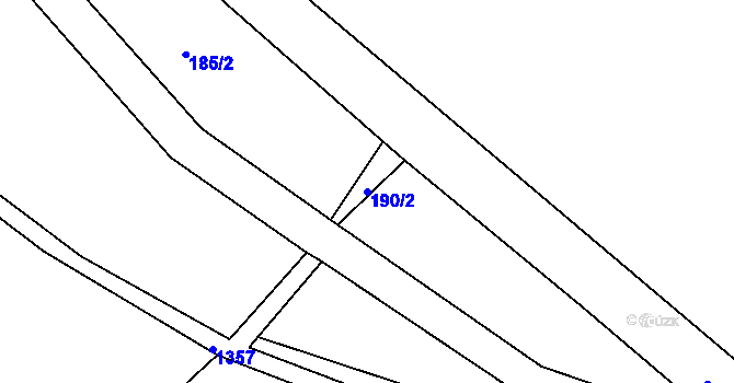 Parcela st. 190/2 v KÚ Potůčky, Katastrální mapa