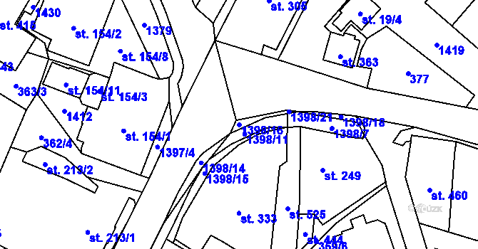 Parcela st. 1398/16 v KÚ Potůčky, Katastrální mapa