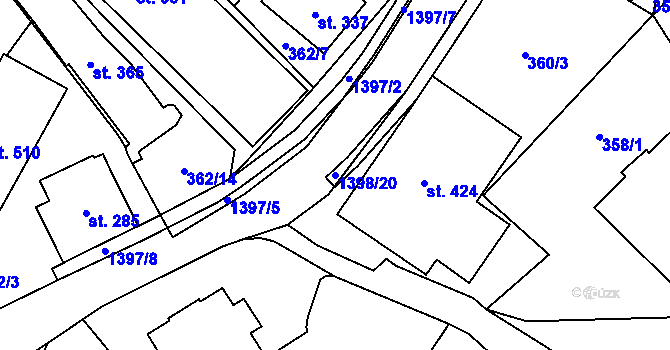 Parcela st. 1398/20 v KÚ Potůčky, Katastrální mapa