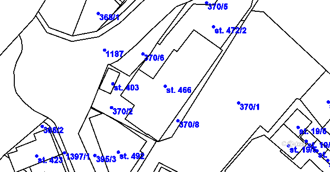 Parcela st. 466 v KÚ Potůčky, Katastrální mapa