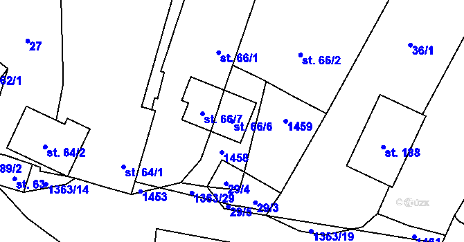 Parcela st. 66/6 v KÚ Potvorov, Katastrální mapa
