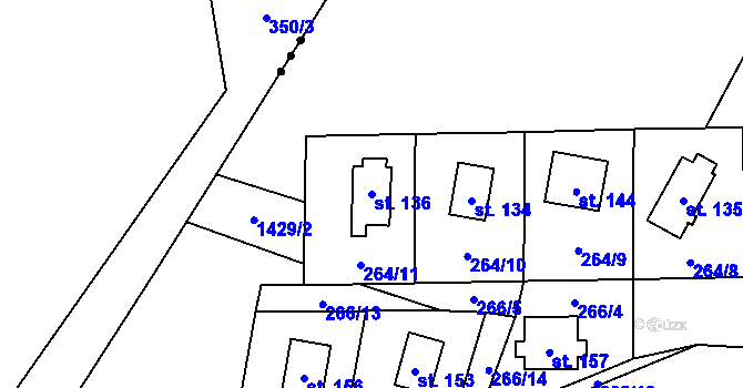 Parcela st. 136 v KÚ Potvorov, Katastrální mapa