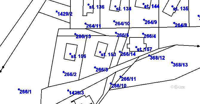 Parcela st. 153 v KÚ Potvorov, Katastrální mapa
