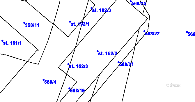 Parcela st. 162/2 v KÚ Potvorov, Katastrální mapa