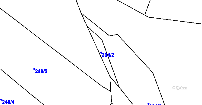 Parcela st. 204/2 v KÚ Potvorov, Katastrální mapa