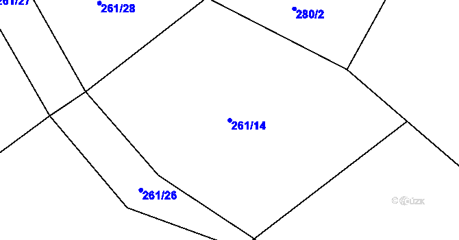 Parcela st. 261/14 v KÚ Potvorov, Katastrální mapa