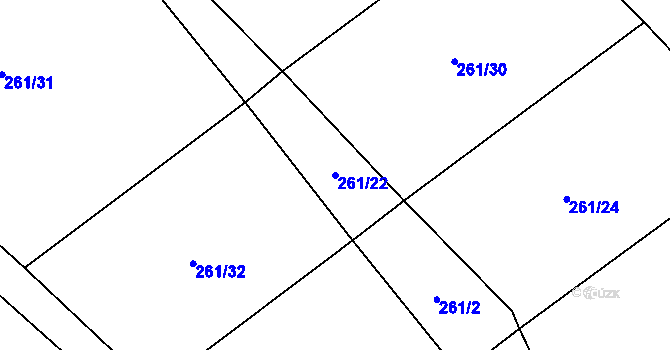 Parcela st. 261/22 v KÚ Potvorov, Katastrální mapa