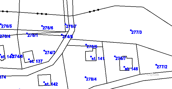 Parcela st. 278/6 v KÚ Potvorov, Katastrální mapa