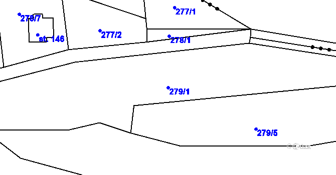 Parcela st. 279/1 v KÚ Potvorov, Katastrální mapa
