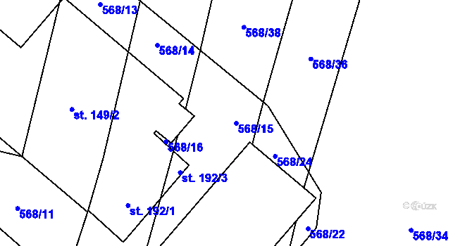 Parcela st. 568/15 v KÚ Potvorov, Katastrální mapa