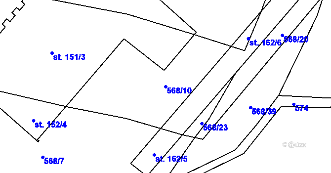 Parcela st. 568/10 v KÚ Potvorov, Katastrální mapa