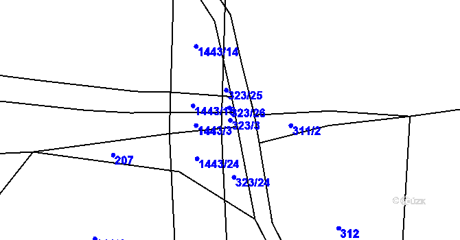 Parcela st. 323/3 v KÚ Potvorov, Katastrální mapa