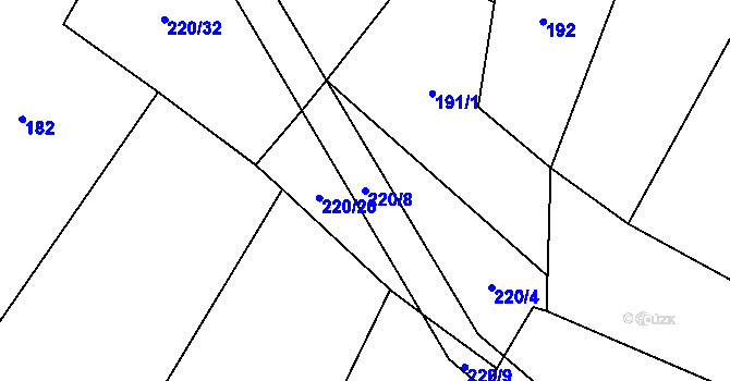 Parcela st. 220/8 v KÚ Potvorov, Katastrální mapa
