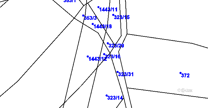 Parcela st. 323/16 v KÚ Potvorov, Katastrální mapa