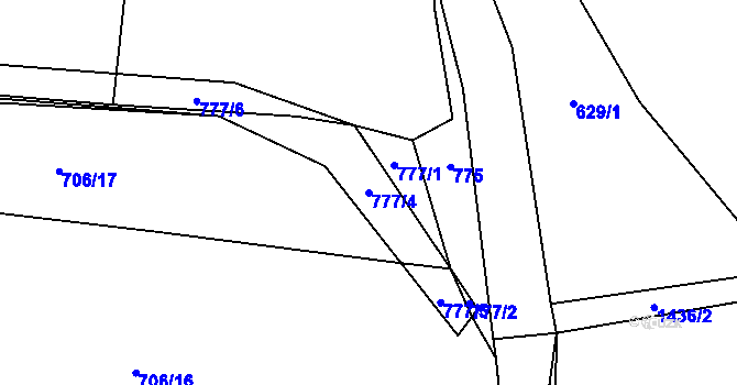 Parcela st. 777/4 v KÚ Potvorov, Katastrální mapa