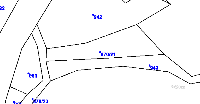 Parcela st. 870/21 v KÚ Potvorov, Katastrální mapa