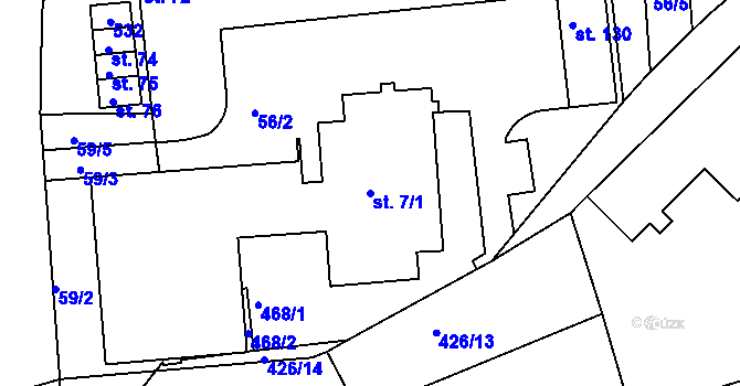 Parcela st. 7/1 v KÚ Piletice, Katastrální mapa