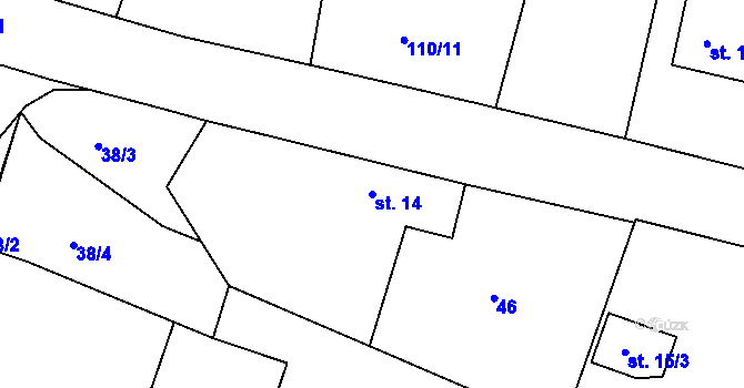Parcela st. 14 v KÚ Piletice, Katastrální mapa