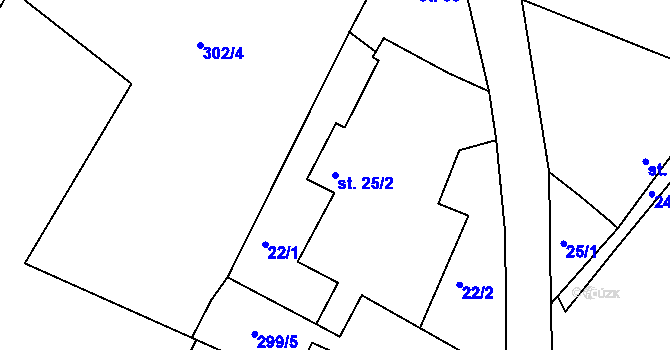 Parcela st. 25/2 v KÚ Piletice, Katastrální mapa