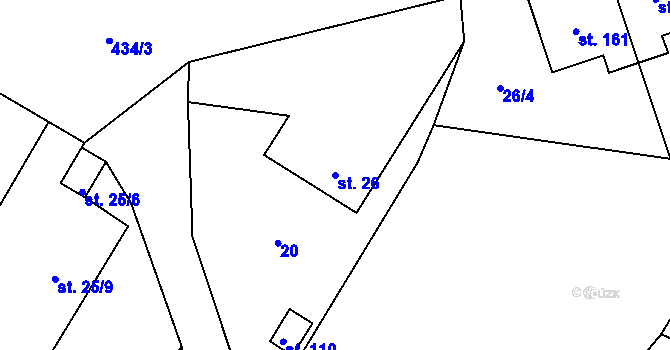 Parcela st. 26 v KÚ Piletice, Katastrální mapa