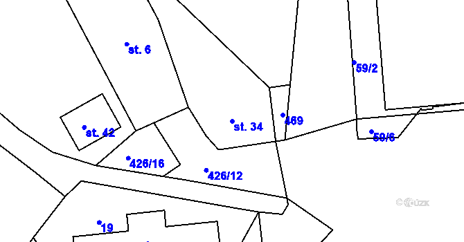 Parcela st. 34 v KÚ Piletice, Katastrální mapa