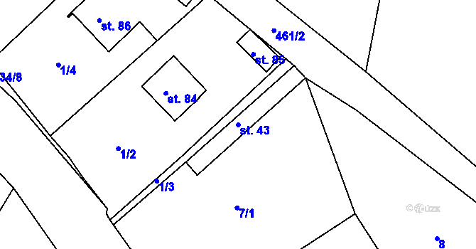 Parcela st. 43 v KÚ Piletice, Katastrální mapa