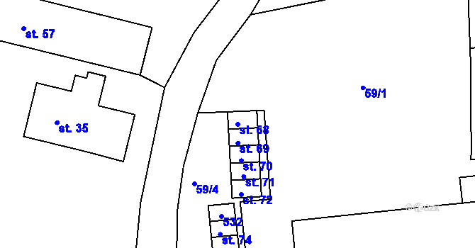 Parcela st. 68 v KÚ Piletice, Katastrální mapa