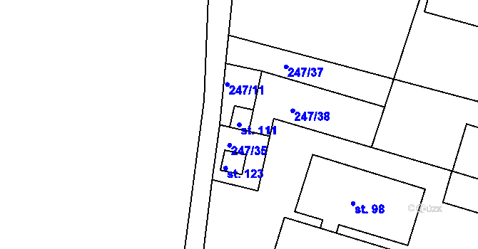 Parcela st. 111 v KÚ Piletice, Katastrální mapa