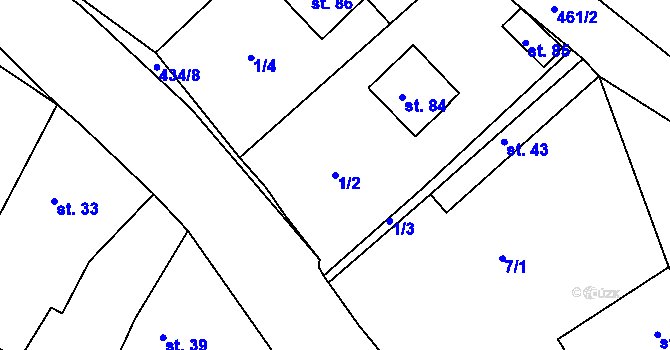 Parcela st. 1/2 v KÚ Piletice, Katastrální mapa