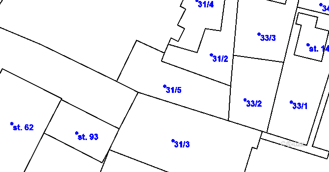 Parcela st. 31/5 v KÚ Piletice, Katastrální mapa