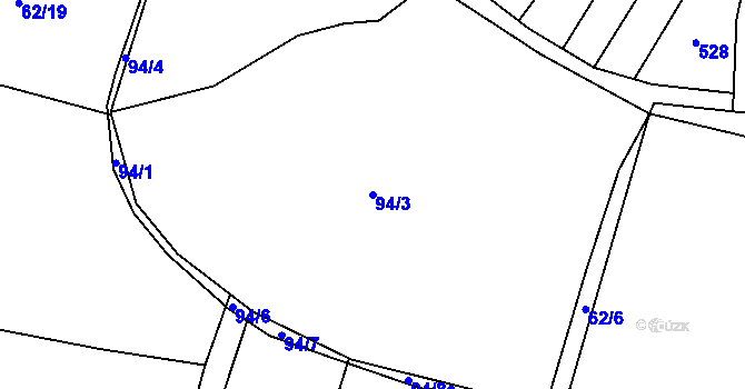 Parcela st. 94/3 v KÚ Piletice, Katastrální mapa