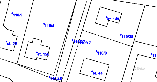 Parcela st. 110/17 v KÚ Piletice, Katastrální mapa