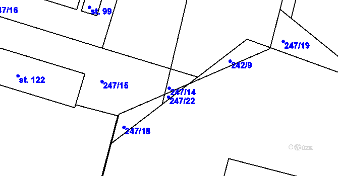 Parcela st. 247/14 v KÚ Piletice, Katastrální mapa