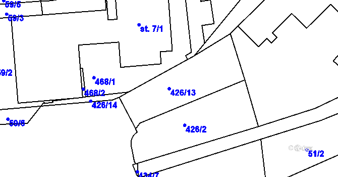 Parcela st. 426/13 v KÚ Piletice, Katastrální mapa