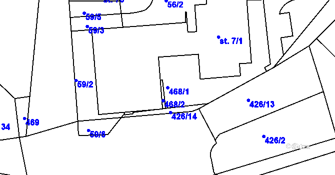 Parcela st. 468/1 v KÚ Piletice, Katastrální mapa