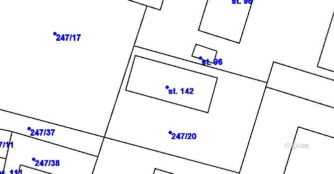 Parcela st. 142 v KÚ Piletice, Katastrální mapa