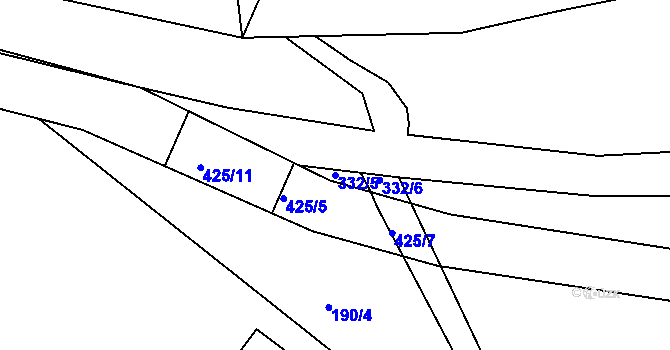 Parcela st. 332/5 v KÚ Piletice, Katastrální mapa
