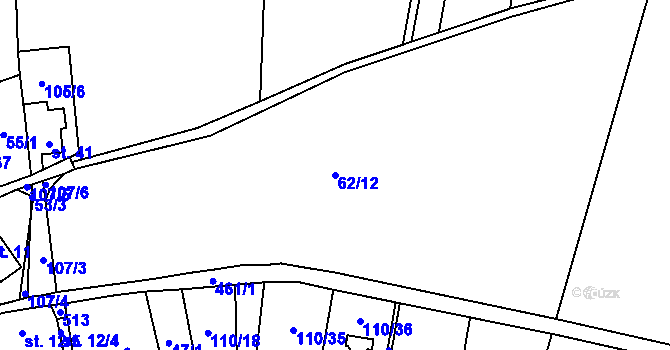 Parcela st. 62/12 v KÚ Piletice, Katastrální mapa