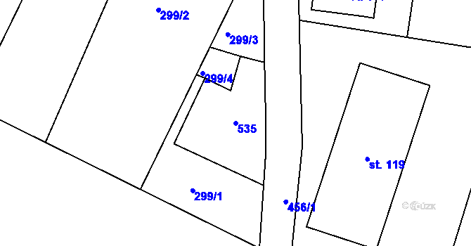 Parcela st. 535 v KÚ Piletice, Katastrální mapa