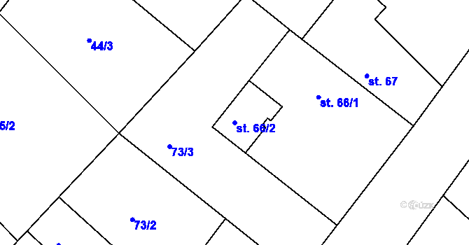 Parcela st. 66/2 v KÚ Pouchov, Katastrální mapa